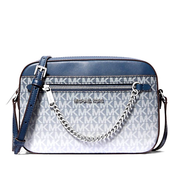 Michael Kors Ombré Navy Signature Logo Large Jet Set Crossbody Bag NWT - Picture 1 of 6